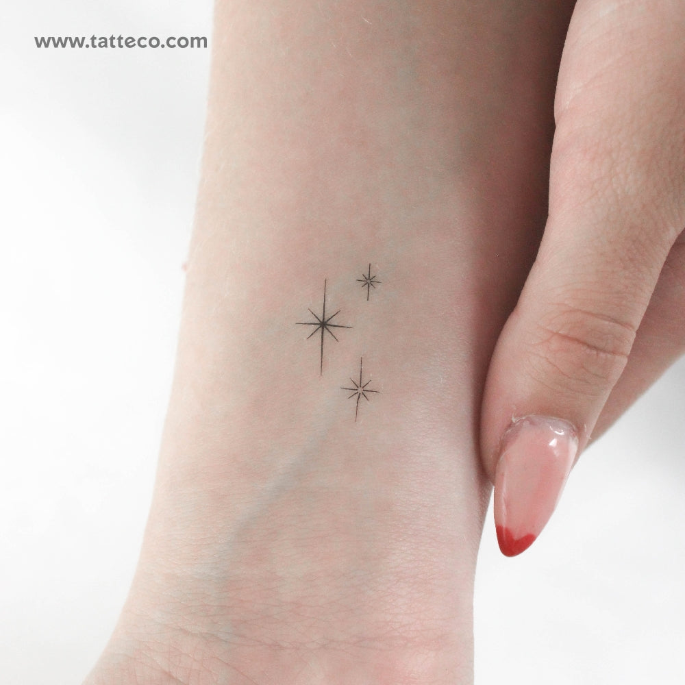 Tatuaje temporal de tres estrellas brillantes - Juego de 3