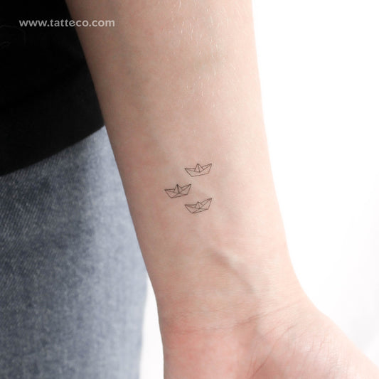 Three Little Paper Boats Temporary Tattoo - Set of 3