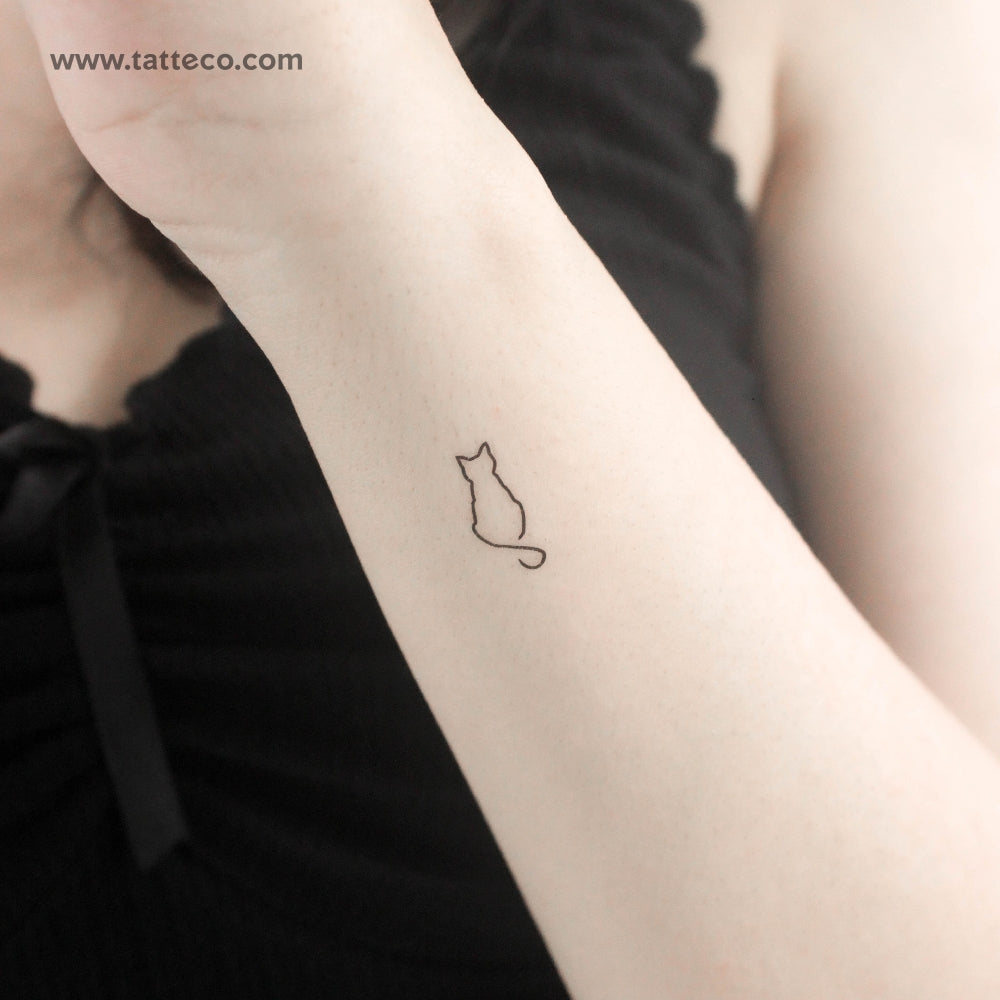 Line Art Cat Temporary Tattoo - Set of 3