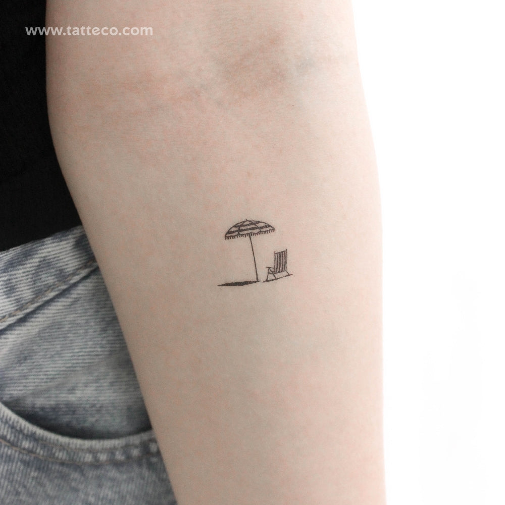 Tatuaje temporal de sombrilla y silla de playa (juego de 3)
