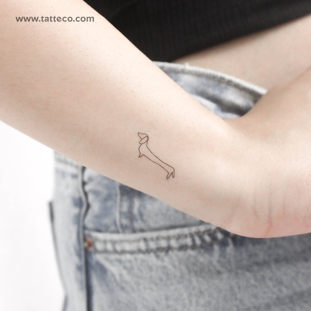 Single Line Dachshund Temporary Tattoo - Set of 3