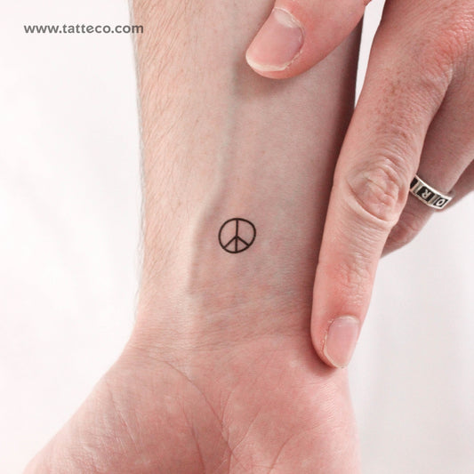 Fine Line Peace Symbol Temporary Tattoo - Set of 3