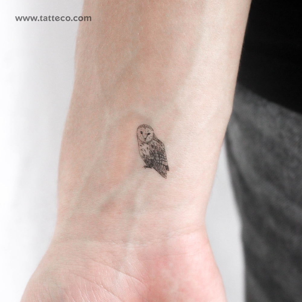 Small Barn Owl Temporary Tattoo - Set of 3