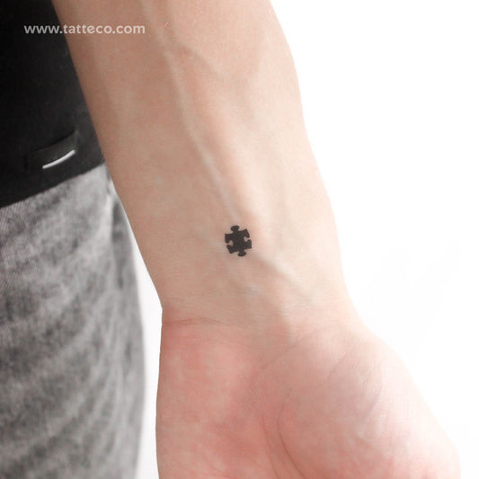 Tatuaje temporal de pieza de rompecabezas negra (juego de 3)