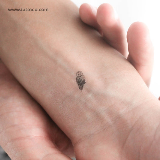 Tiny Barn Owl Temporary Tattoo - Set of 3