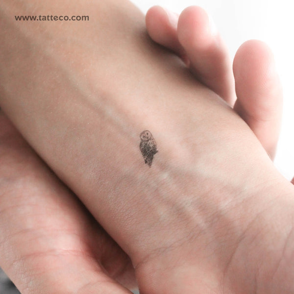 Tiny Barn Owl Temporary Tattoo - Set of 3