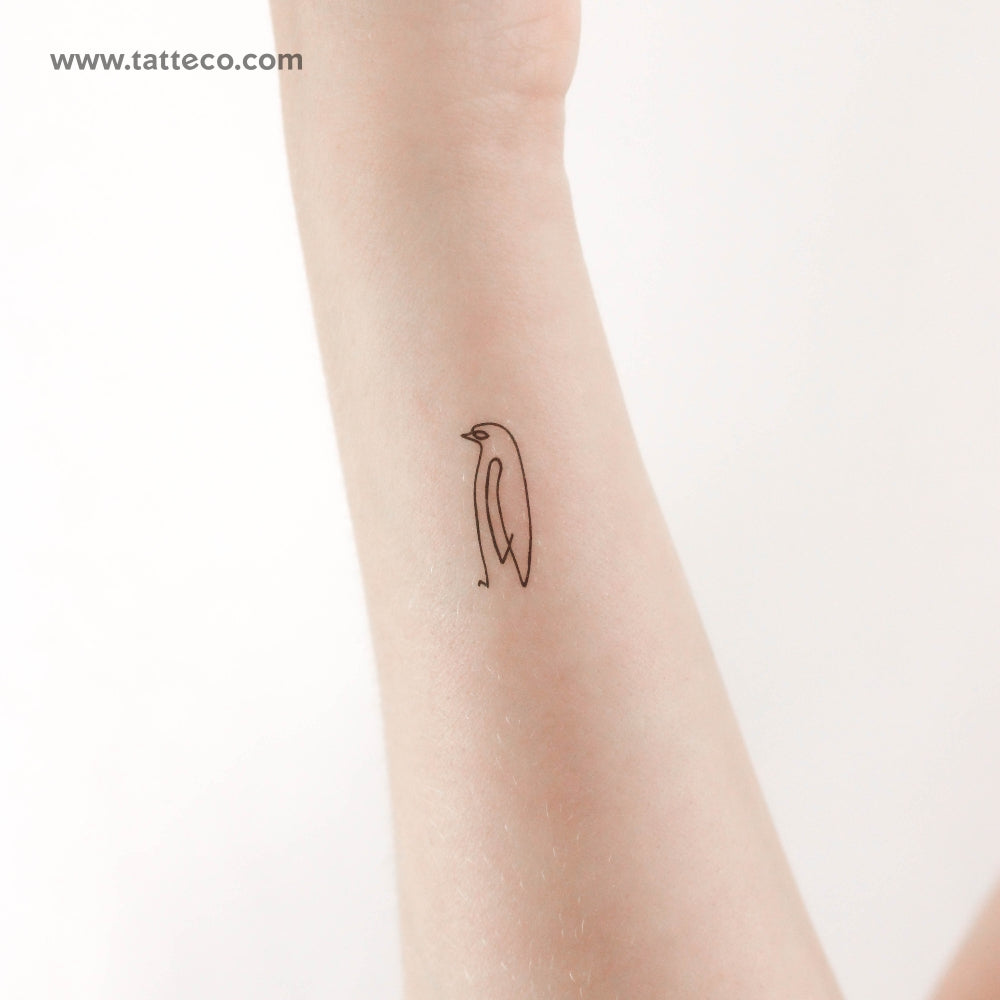 Single Line Penguin Temporary Tattoo - Set of 3