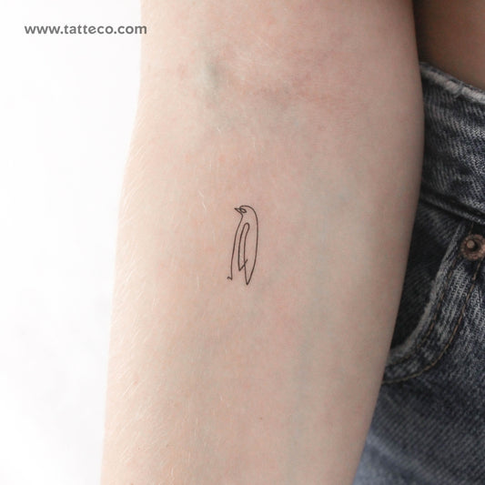 Tatuaje temporal de pingüino de una sola línea - Juego de 3