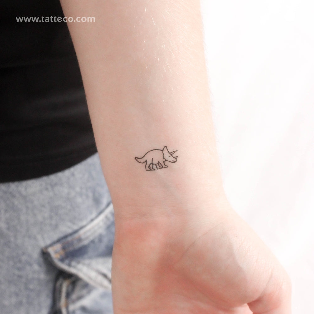 Tatuaje temporal de pequeño triceratops (juego de 3)