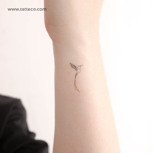 Little Long-tailed Sylph Hummingbird Temporary Tattoo - Set of 3