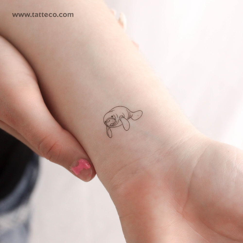 Small Manatee Temporary Tattoo - Set of 3
