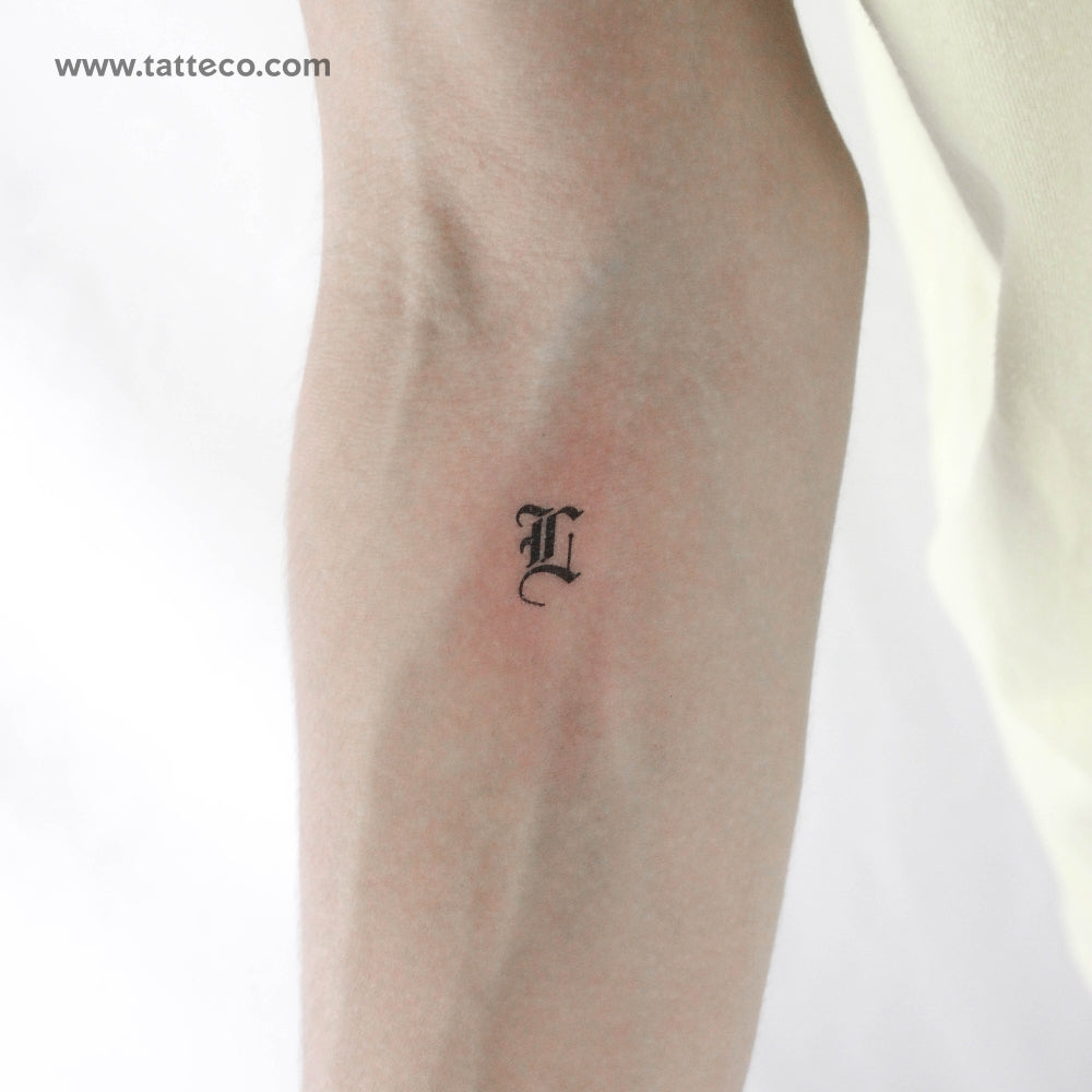 Tatuaje temporal de la letra L gótica - Juego de 3