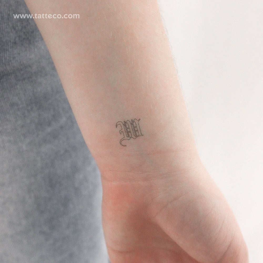 Old English W Letter Temporary Tattoo - Set of 3