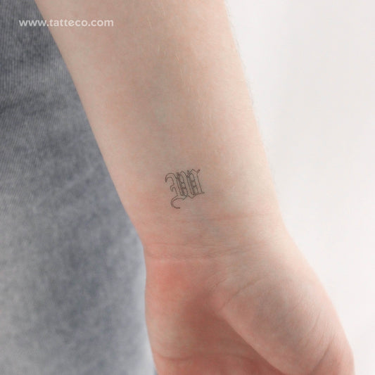 Old English W Letter Temporary Tattoo - Set of 3