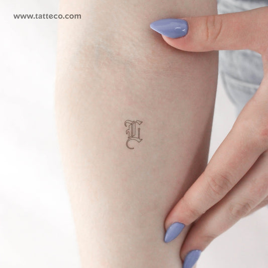 Old English L Letter Temporary Tattoo - Set of 3
