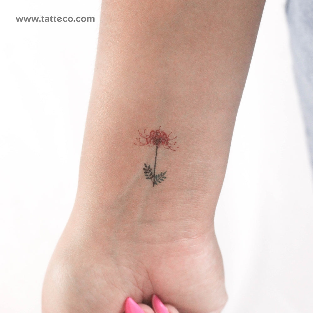 Small Red Spider Lily By Zihee Temporary Tattoo - Set of 3