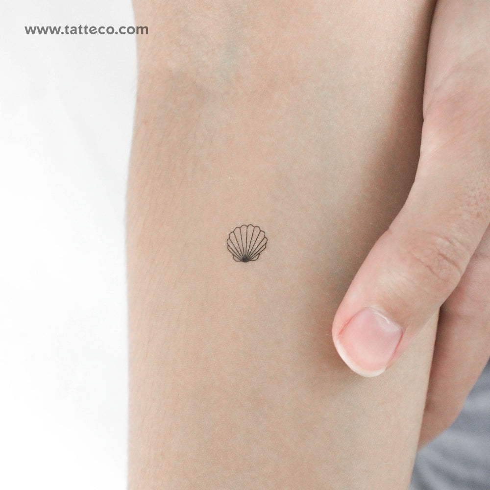 Tiny Scallop Shell Temporary Tattoo - Set of 3