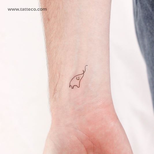Continuous Line Elephant Temporary Tattoo - Set of 3