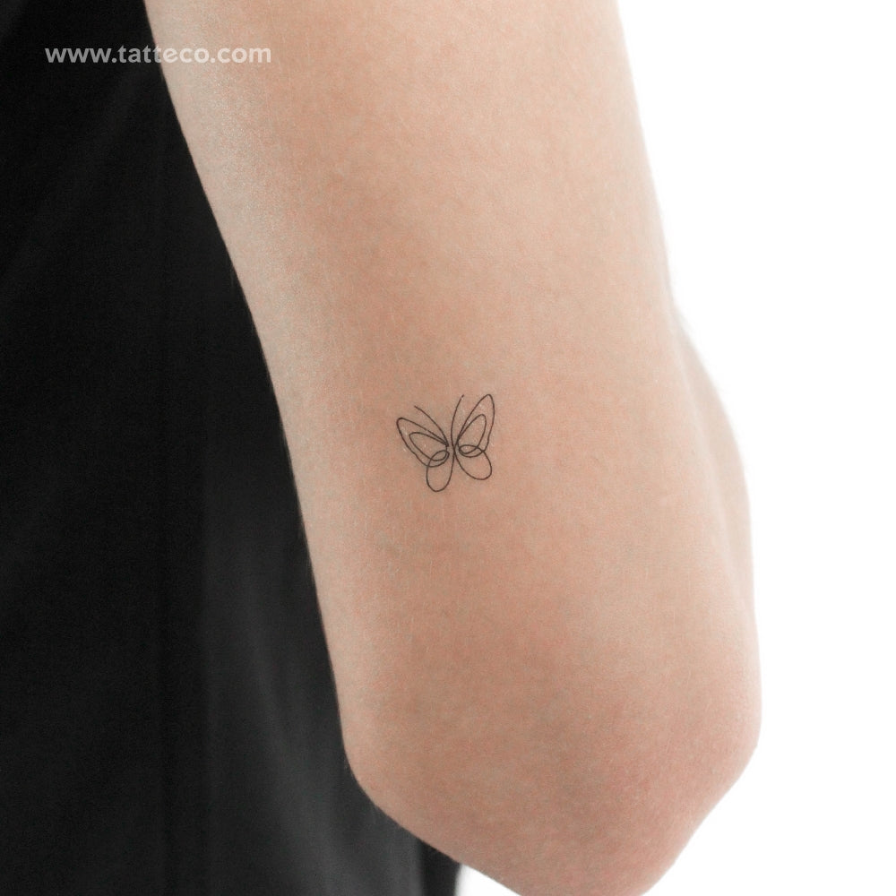 Little Single Line Butterfly Temporary Tattoo - Set of 3