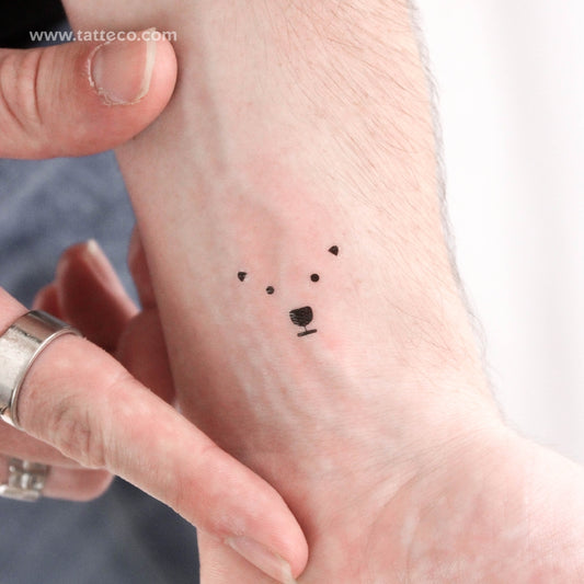 Polar Bear Face Temporary Tattoo - Set of 3