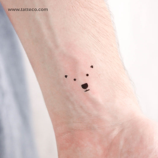Polar Bear Face Temporary Tattoo - Set of 3
