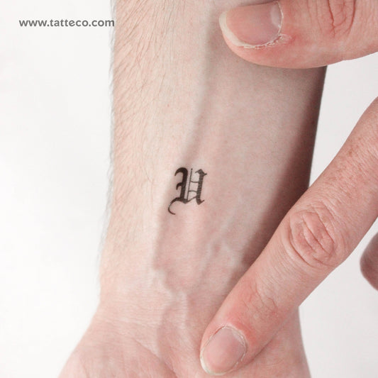 Gothic U Letter Temporary Tattoo - Set of 3