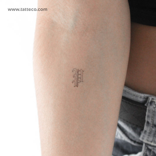 Old English P Letter Temporary Tattoo - Set of 3