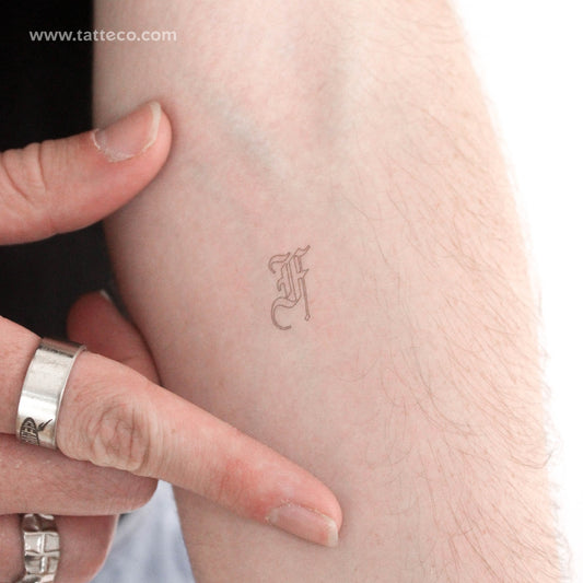 Old English F Letter Temporary Tattoo - Set of 3