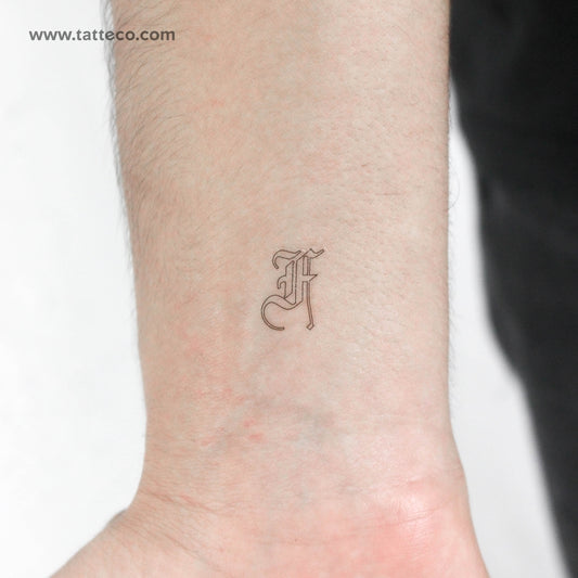 Old English F Letter Temporary Tattoo - Set of 3
