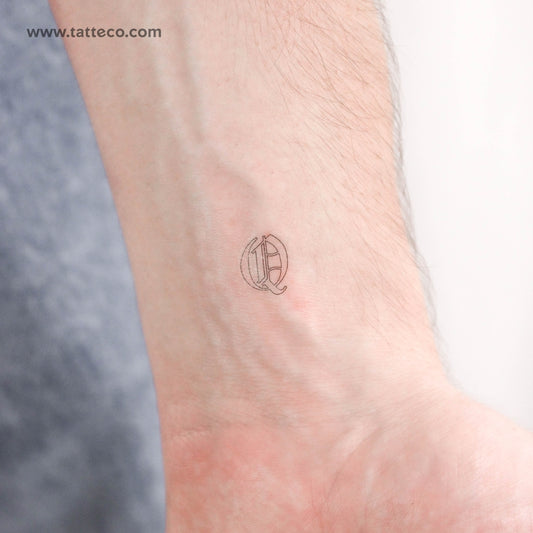 Old English Q Letter Temporary Tattoo - Set of 3