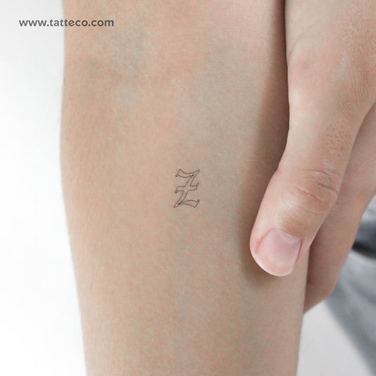 Old English Z Letter Temporary Tattoo - Set of 3