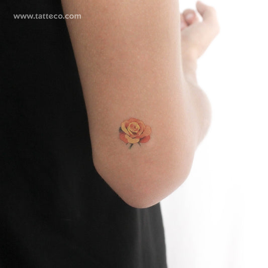 Tatuaje temporal de cabeza de rosa naranja pequeña (juego de 3)