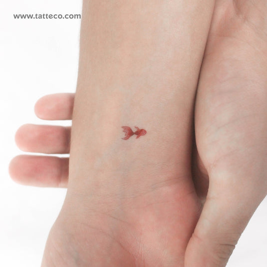Tatuaje temporal de pez rojo pequeño - Juego de 3