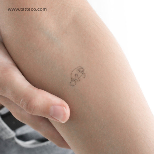 Tiny Manatee Temporary Tattoo - Set of 3