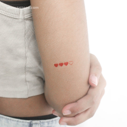 Tatuaje temporal de corazones rojos (juego de 3)