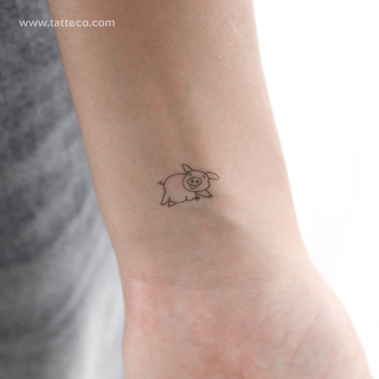 Tatuaje temporal de cerdo feliz - Juego de 3