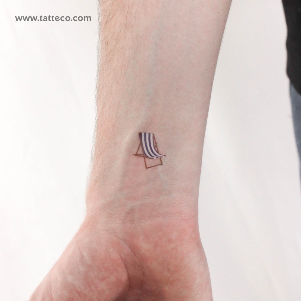 Stripped Beach Chair Temporary Tattoo - Set of 3