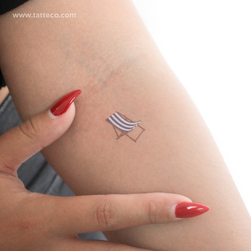 Stripped Beach Chair Temporary Tattoo - Set of 3