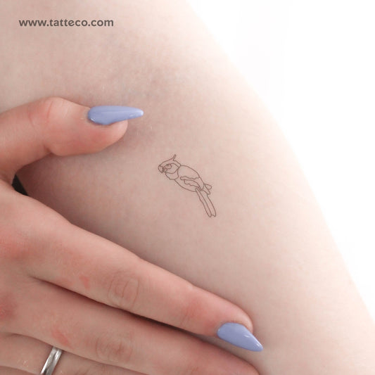 Fine Line Parrot Temporary Tattoo - Set of 3