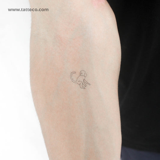 Single Line Monkey Temporary Tattoo - Set of 3