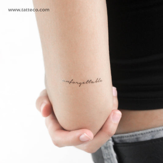 Handwritten Unforgettable Temporary Tattoo - Set of 3