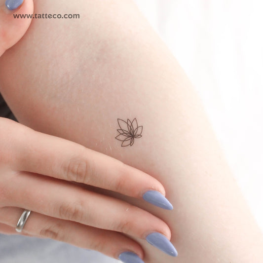 Minimalist Lotus Flower Temporary Tattoo - Set of 3