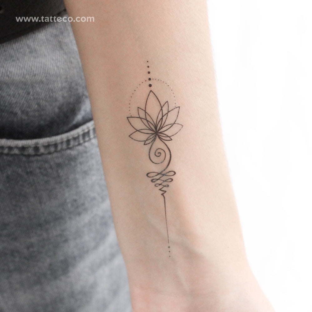 Tatuaje temporal de loto Unalome - Juego de 3