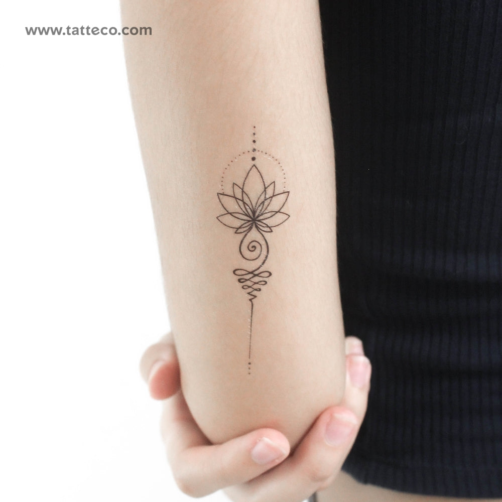 Tatuaje temporal de loto Unalome - Juego de 3