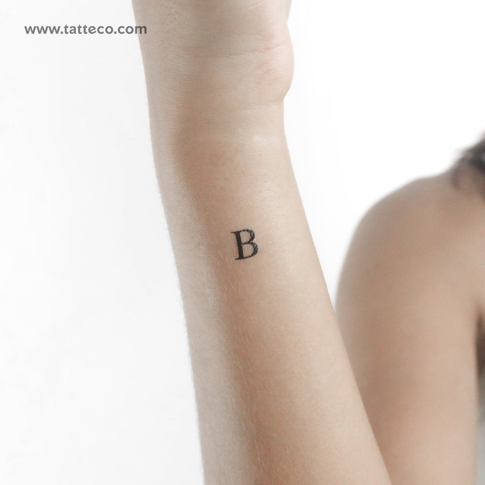 B Serif Capital Letter Temporary Tattoo - Set of 3 – Tatteco, image size:1000x1000