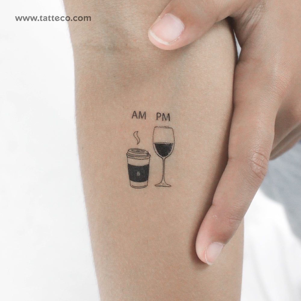 Tatuaje temporal de vino y café - Juego de 3