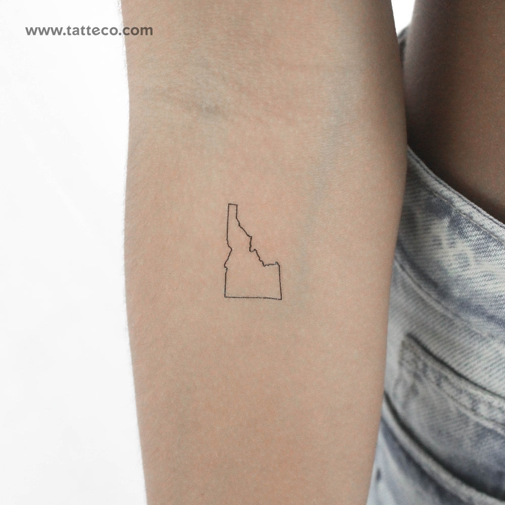 Idaho Map Outline Temporary Tattoo - Set of 3