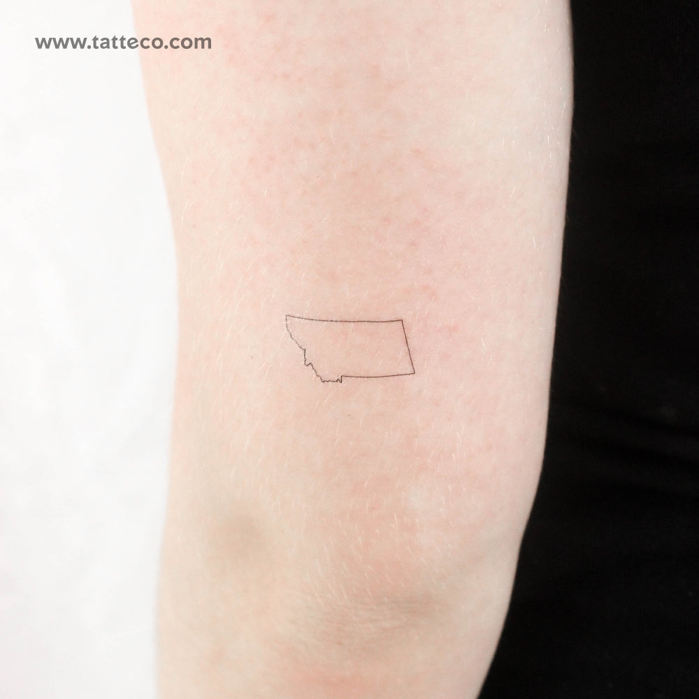 Montana Map Outline Temporary Tattoo - Set of 3