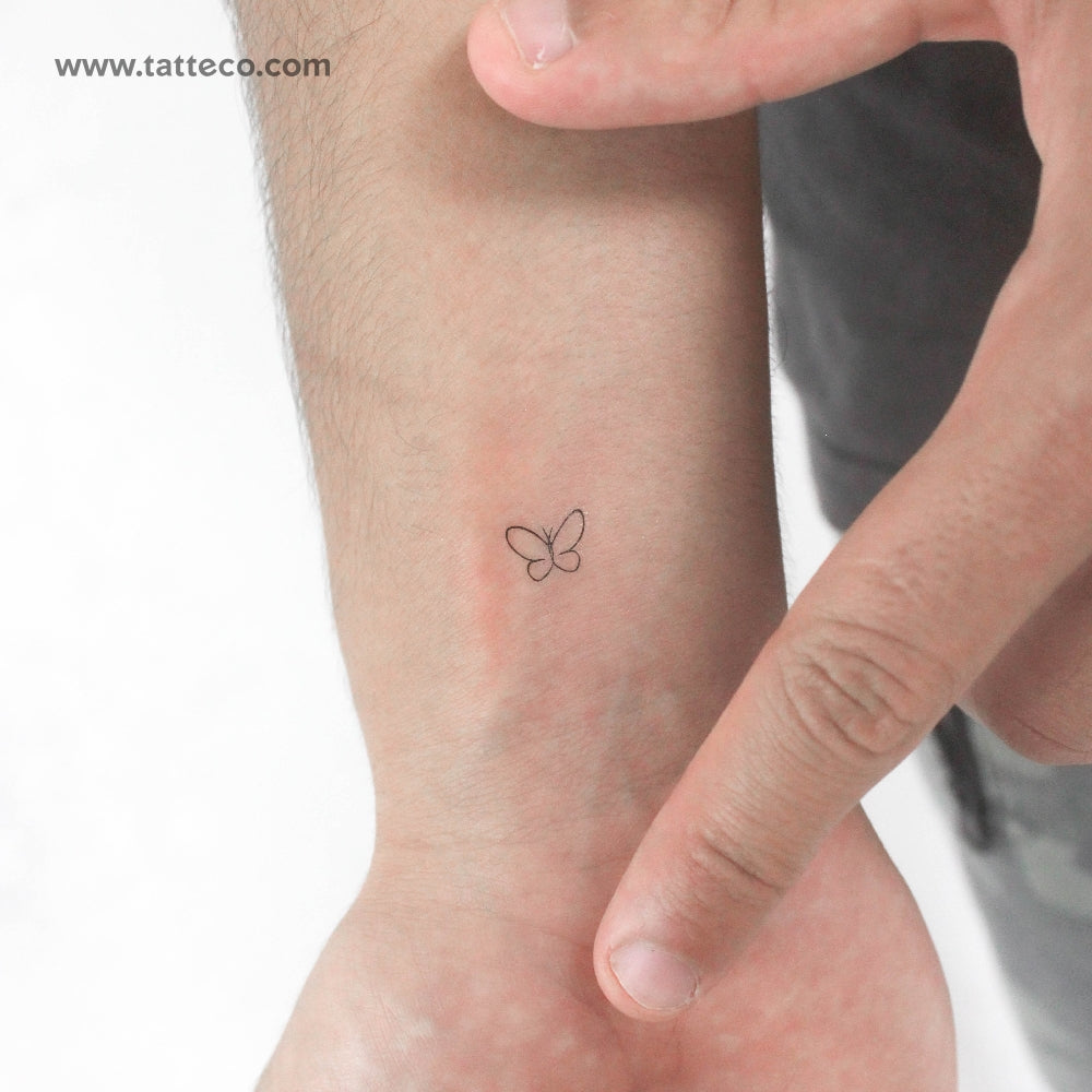 Tatuaje temporal de mariposa diminuta de una sola línea (juego de 3)