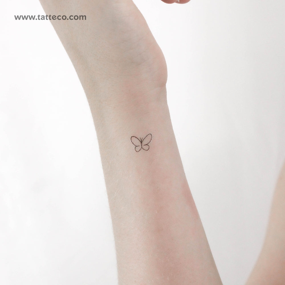 Tatuaje temporal de mariposa diminuta de una sola línea (juego de 3)